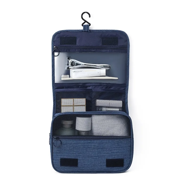 

Сумка для переноски унисекс для путешествий и бизнеса большой вместимости, сумка для туалетных принадлежностей с подвесным крючком и разделением для влажной и сухой уборки.