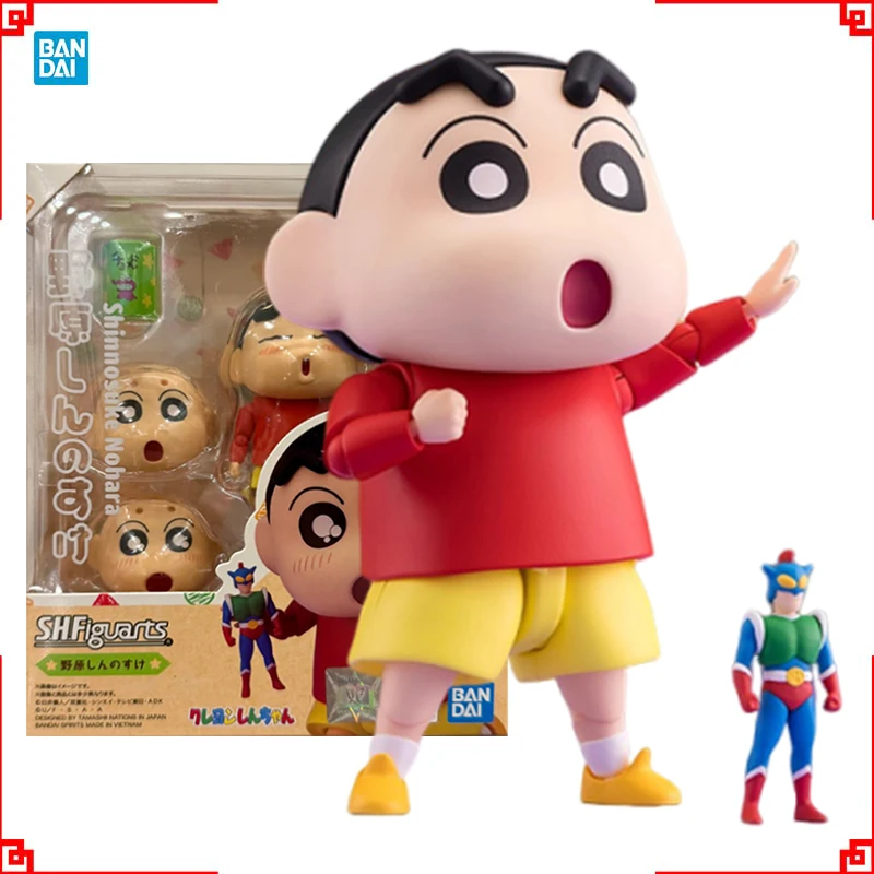 

Bandai Crayon Shin-chan Anime Figure SHF Nohara Shinnosuke Action Kamen Action Figure High Poseability Toys For Boys Gift