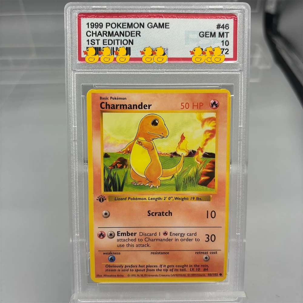 DIY PTCG Rating Card Collection Card 1999 GAME 1ST EDITION CHARMANDER  46/102 Copy 10Points Rating Card Anime Game Gift - AliExpress