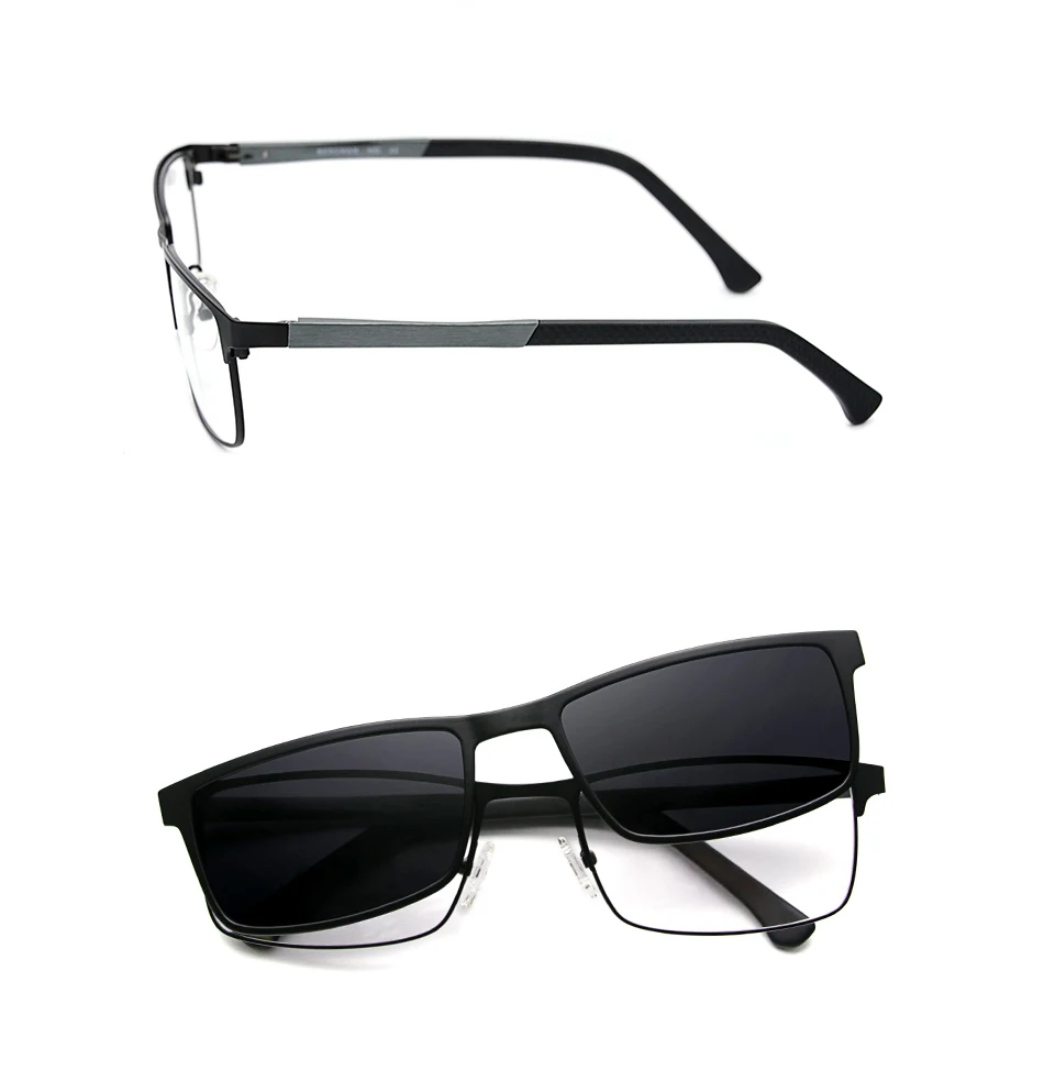 X110 Metall 2 in 1 neuen Stil Magnet clip auf Brille Rahmen polarisierte Sonnenbrille für Männer optische Computer brille uv400 – Detail 7