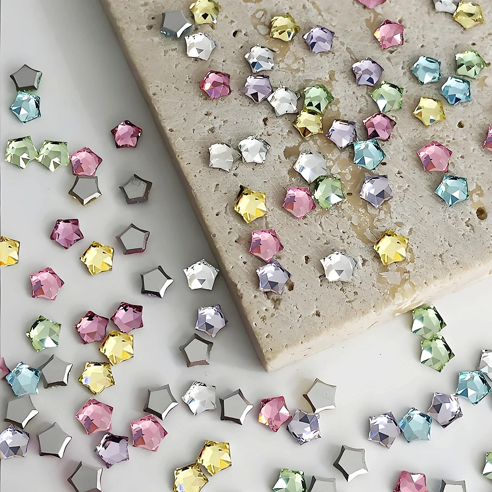 

20PCS 4MM Flatback Beveled Glass Nail Art Stars Rhinestone Charms Accessories For Manicure Nails Decoration Supplies Material