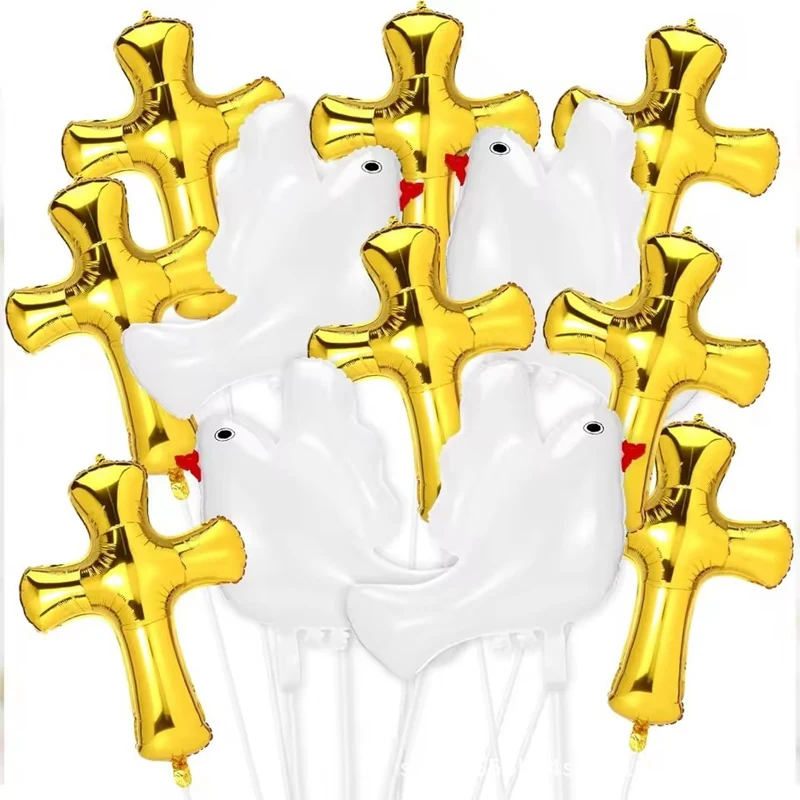 Ensemble de 12 ballons de célébration religieuse, idéal pour la communion, le baptême, le mariage, la prière, la première communion, la fête de baptême, décoration de fête, globos