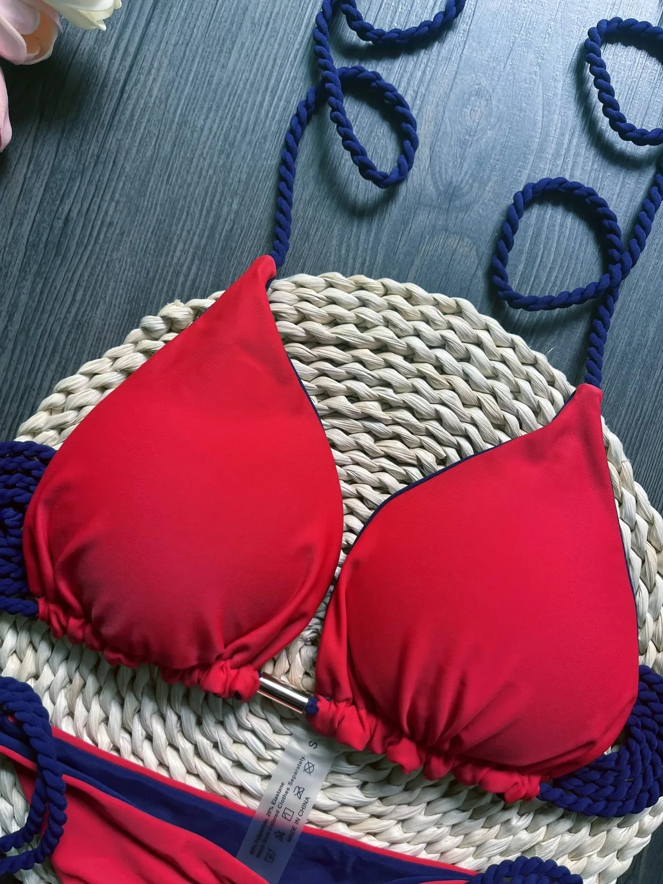 Sexy Solid color Women's Swimsuit Two-piece Triangle Swimwear Braiding rope Bikinis Set Beach Bathing Suit Brazilian Biquinis - Image 4