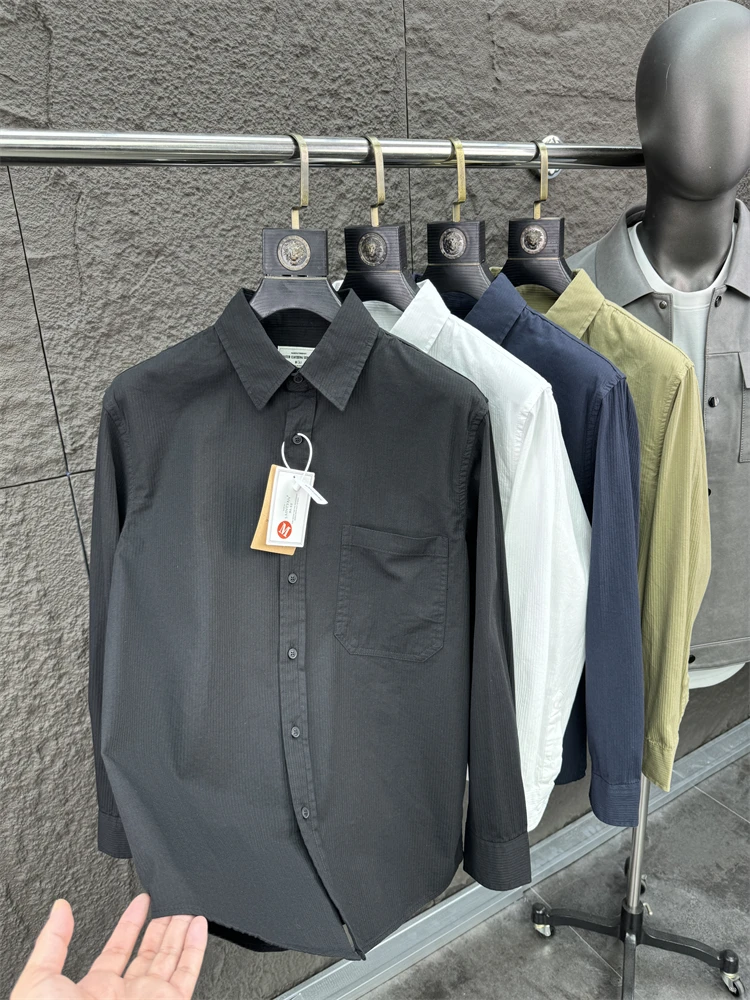 

Мужская модная рубашка Pampa& Svip с 299-слойной вышивкой в полоску, осенняя, с воротником на пуговицах, удобная, повседневная, с карманами, длинный рукав