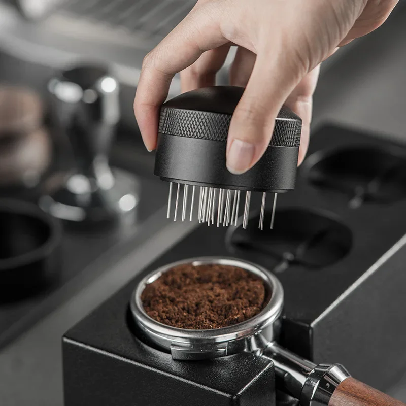 Stainless Steel Coffee Needle Tool 51mm/58mm Tamper for Breaking up Clumps Distributor Barista Tool with Base for Kitchen