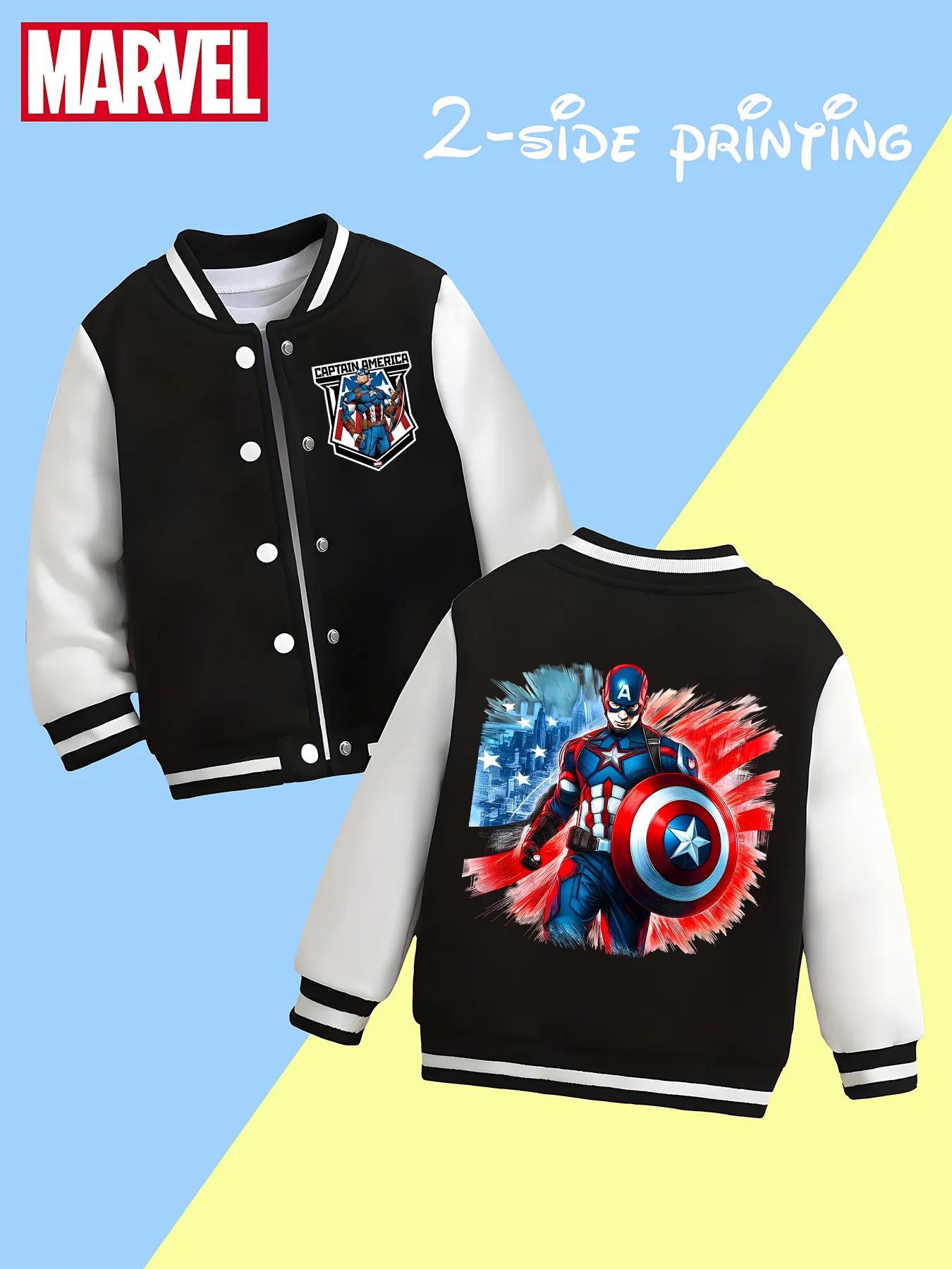 

MINISO Marvel Boys Baseball Jacket - Suitable for daily school, sports and play, soft fabric is stylish for campus and outdoor w