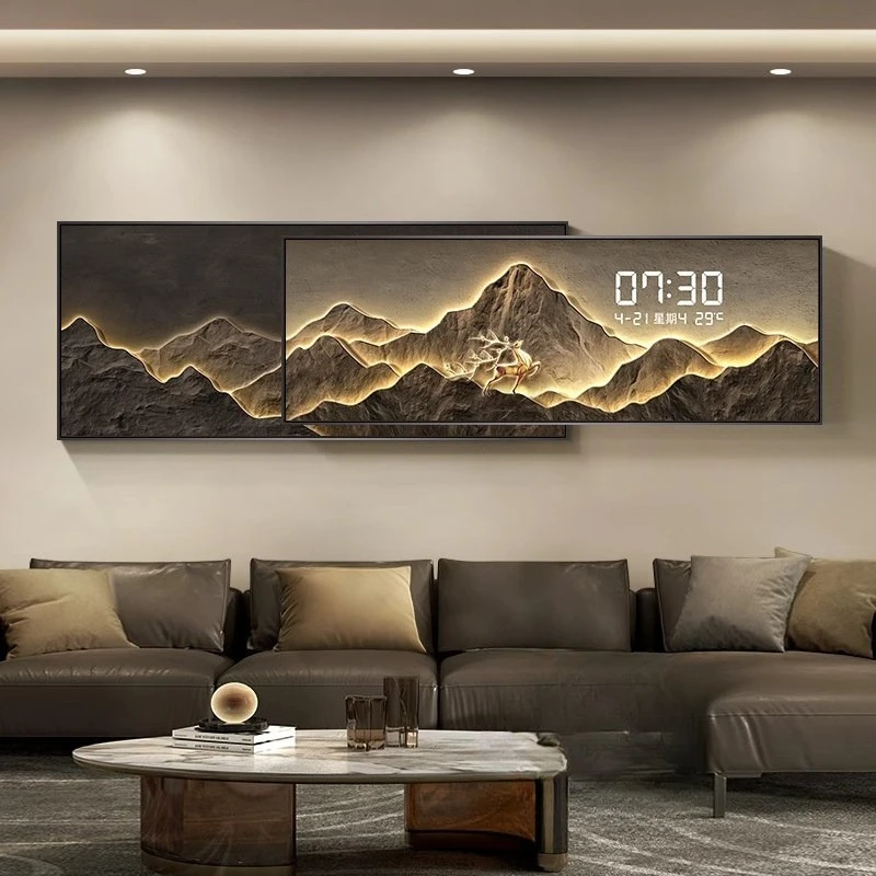 with light Wall clock background decoration Modern aesthetic digital clock intelligence Simplicity reloj pared home furniture ﻿
