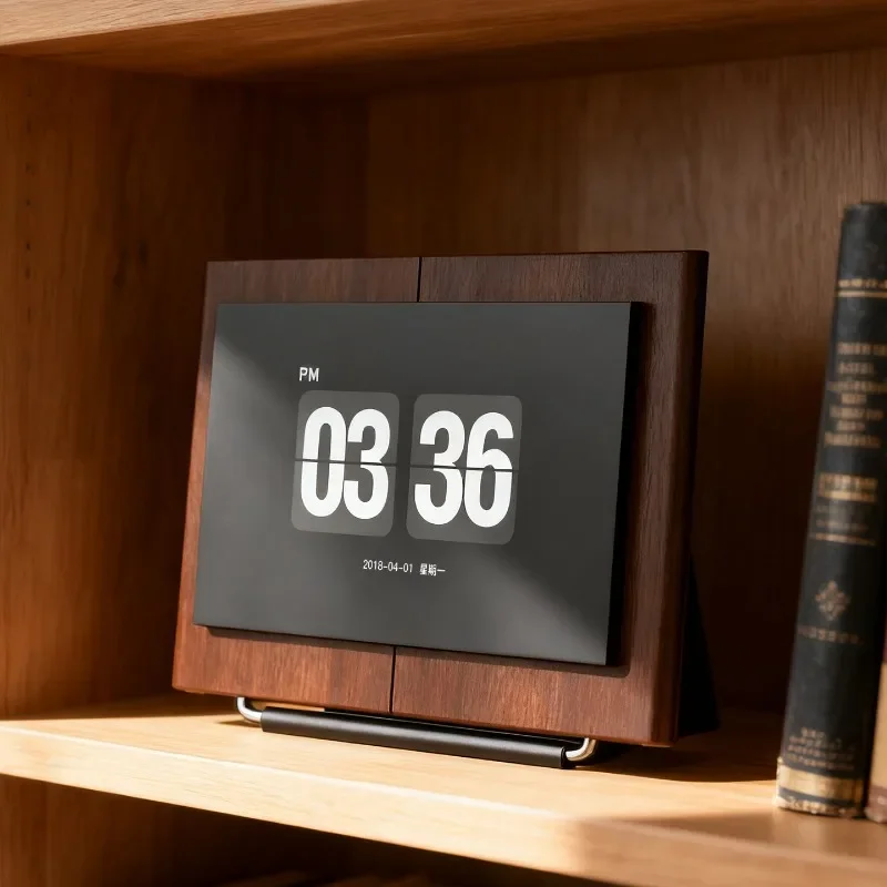 Vintage Flip Clock Digital Display Bluetooth Speaker for Desktop Decor Creative Novelty Gadget Gift for Office Modern Desk Clock