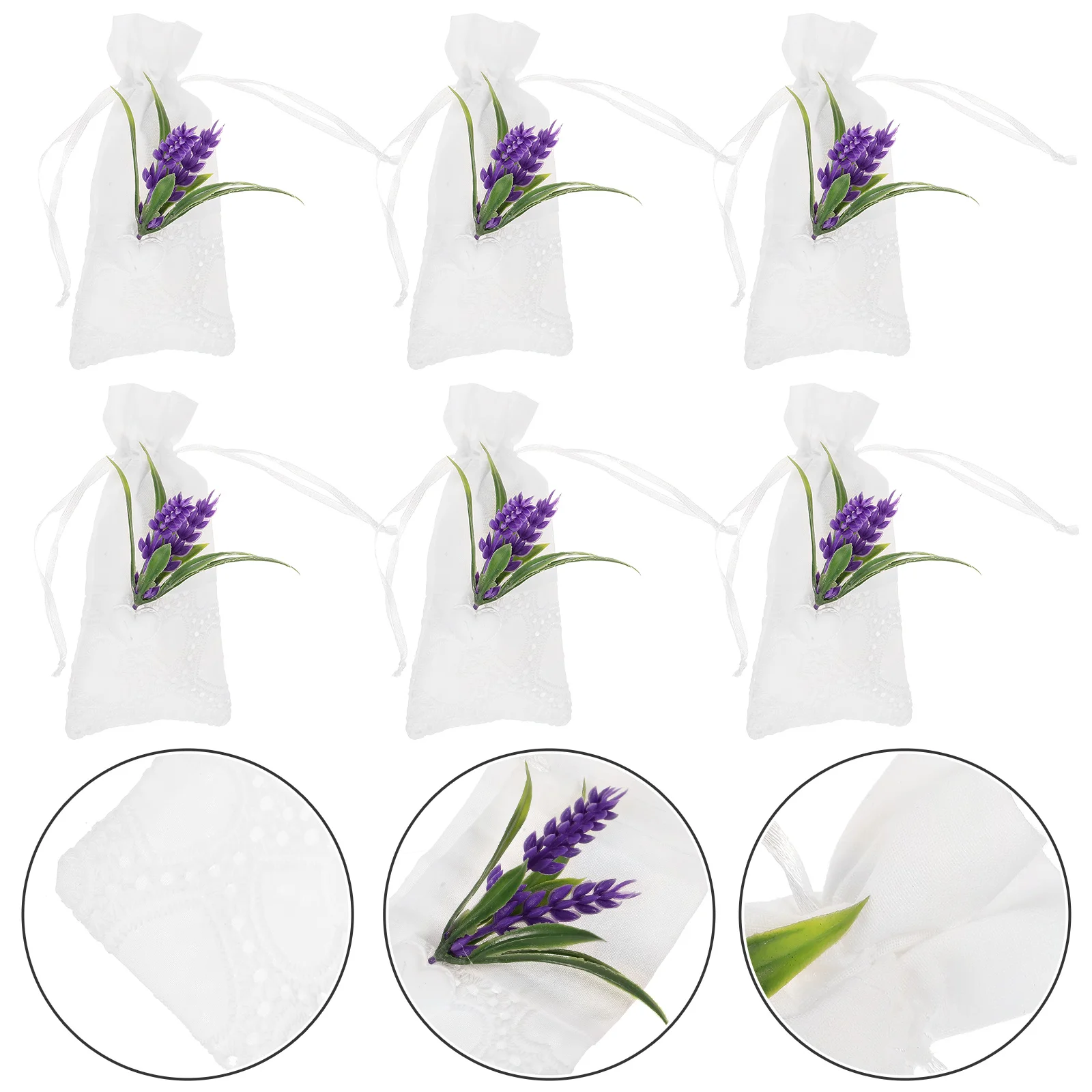 6 Pcs Lavender Dried Flower Deodorizing Cotton Bag Sachet Bags Empty Fabric Drawstring