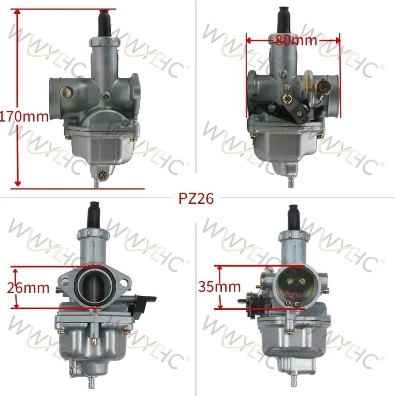 PZ26 Manual Carburetor for CG125 150 CB125 XL125S TRX250 TRX250EX XR100 Bike Parts