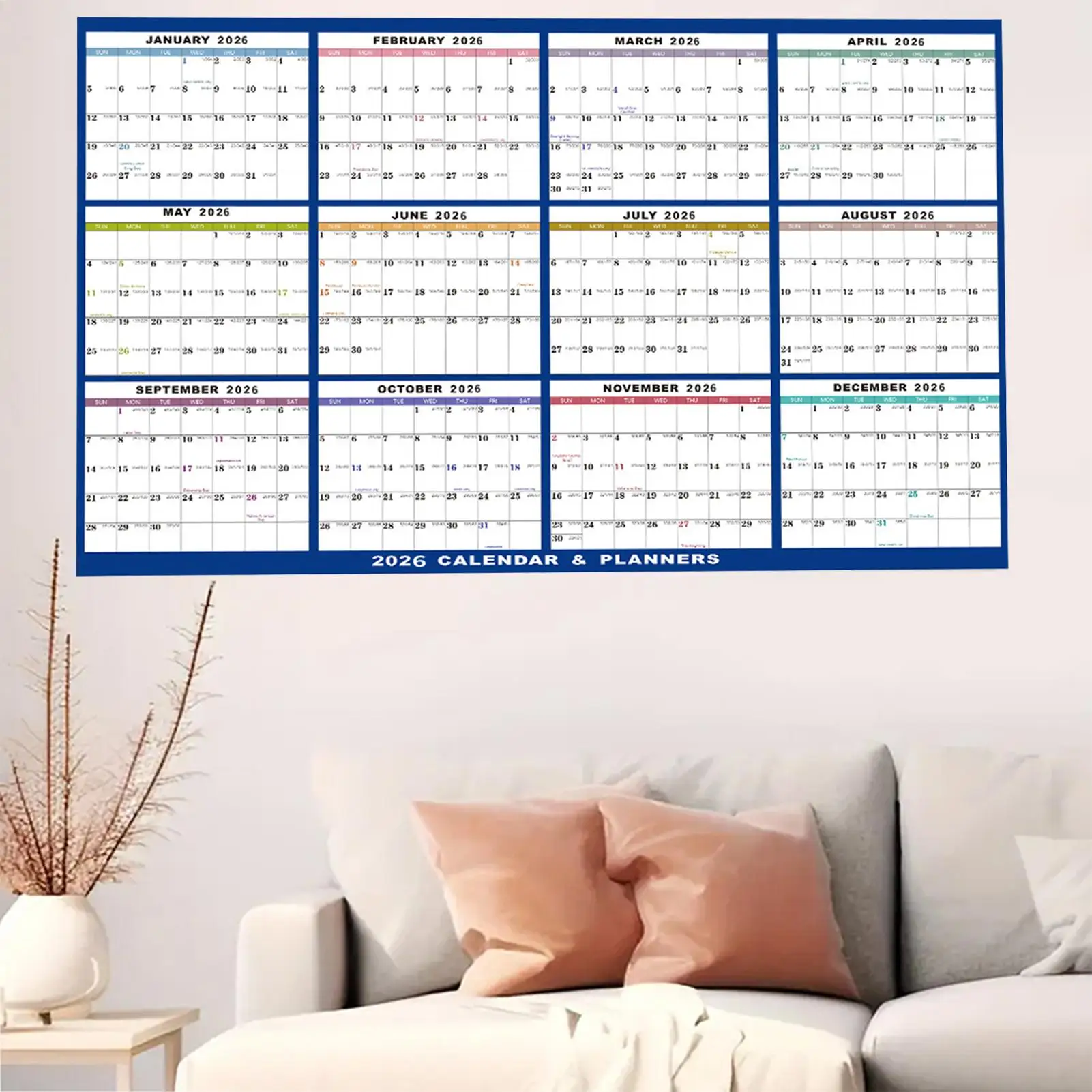 

Large Dry Erase Calendar for Wall 2026 Wall Calendar 12 Month 24 X 36 Inch Yearly Schedule Organizer for Indoor Home Fridge