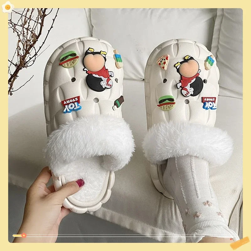 Crayon Shin chan cotton slippers for autumn and winter detachable,waterproof, external wear, anti slip, warm couple cotton shoes