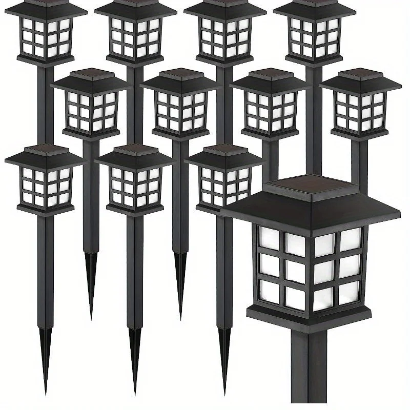 12 Pack LED Solar Outdoor Lights Pathway Waterproof Lighting Garden Lights Yard, Warm Lightt/White Light