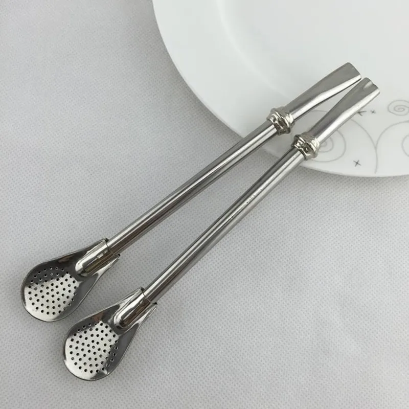 Drinking Straw Spoon Stainless Steel Tea Yerba Mate Straw Gourd Bombilla Filter Spoons Reusable Metal Tea Tools Horse Tea Spoon