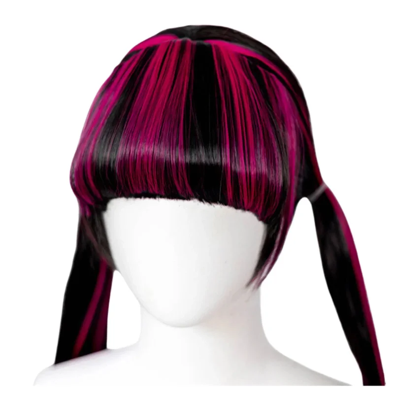 Monster High Draculaura Cosplay Wig Role Play Costume Long Hair High Quality Heat Resistant Halloween Carnival Accessories