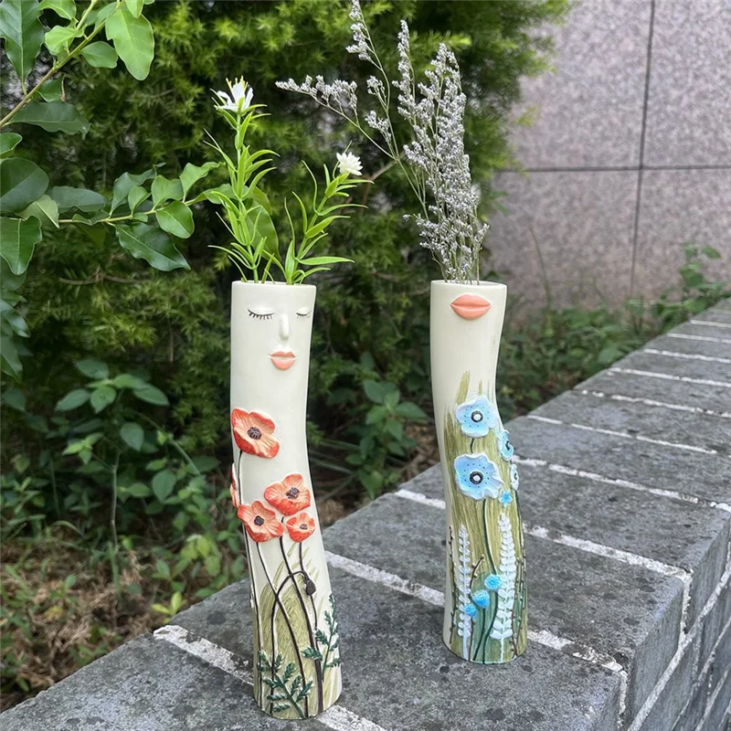 Top Verkoop Meisjes Gezicht Vaas Ornament Bloempot Vaas Kunstplanten Houder Voor Huisdecoratie