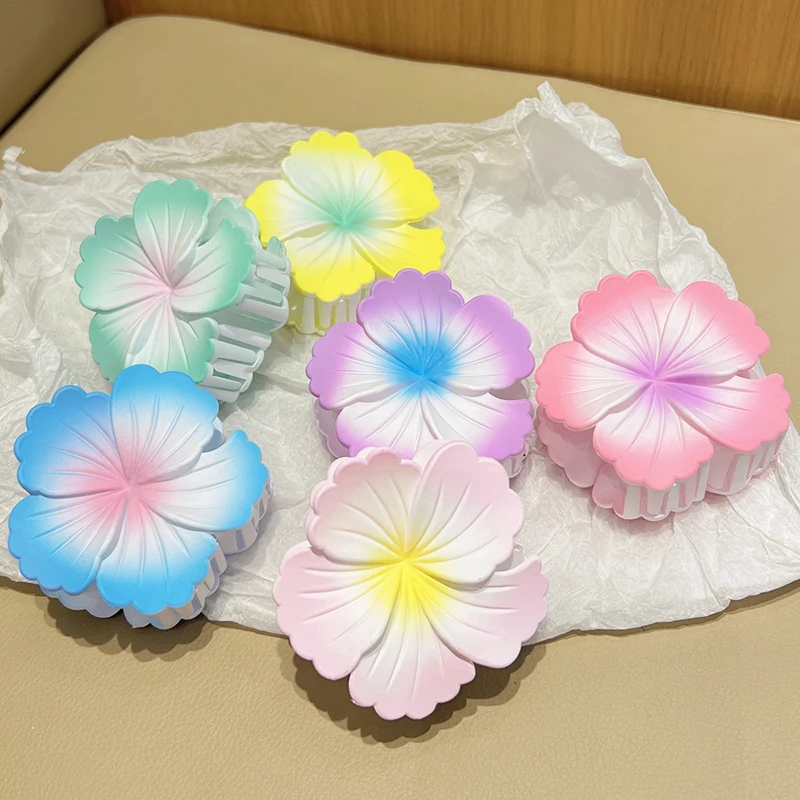 Fashion Bohemia Gradient Flower Large Hair Clip For Women Sweet Hair Claws Hawaiian Beach Headwear Hair Accessories