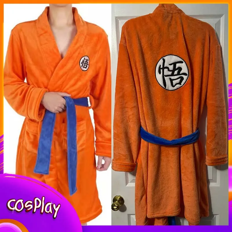 Albornoz de Dragon Ball Z Son Goku, pijamas cálidos sueltos y suaves de dibujos animados de Anime, ropa de casa para mujer y hombre, regalo de cumpleaños y Navidad para adultos