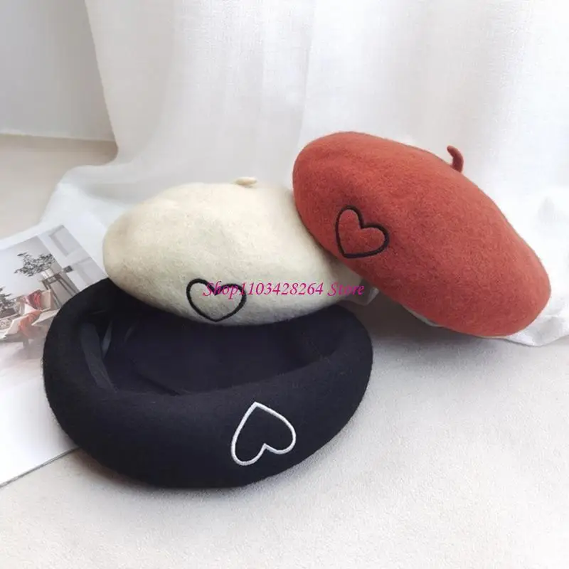 

Fashionable Kids Wools Hat Lovely Heart Pattern Autumn Winter for Girls