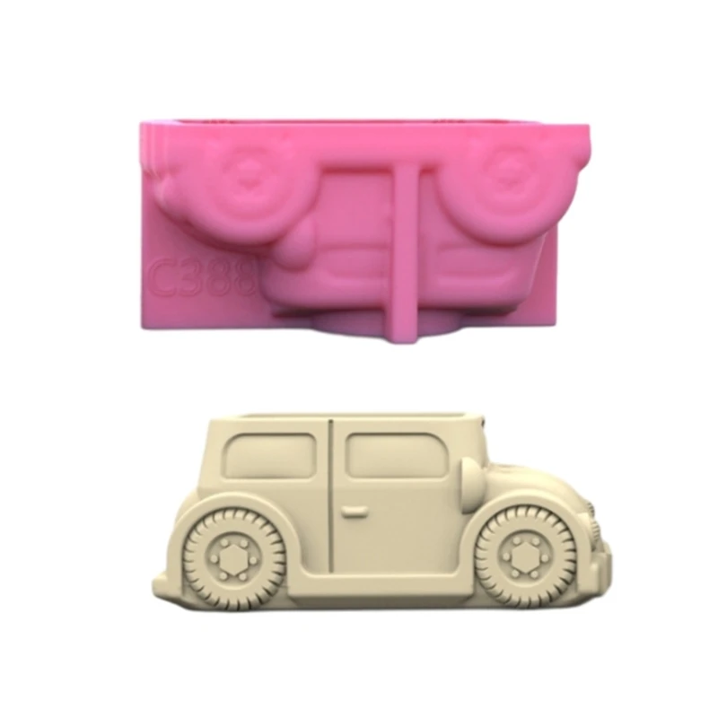 2023 New Small Motorcar Gypsum Flower Pot Silicone Mold Epoxy Resin Casting Mold Succulent Vase Cement Clay Mold Pen Holder Mold