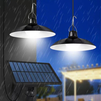 Solar Pendant Light LED Double-head Solar Lights Outdoor Waterproof Camping Lamp Chandelier Decorations Remote Control Garden