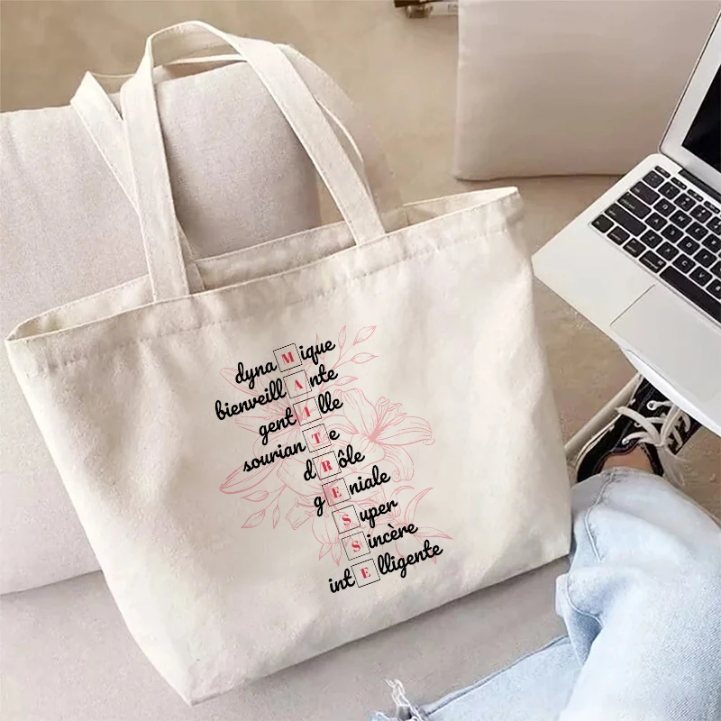Teacher Theme Tote Bag Inspired School Shoulder Bag with French Style Design, Educational Motif Handbag Cadeau Maitresse D'école