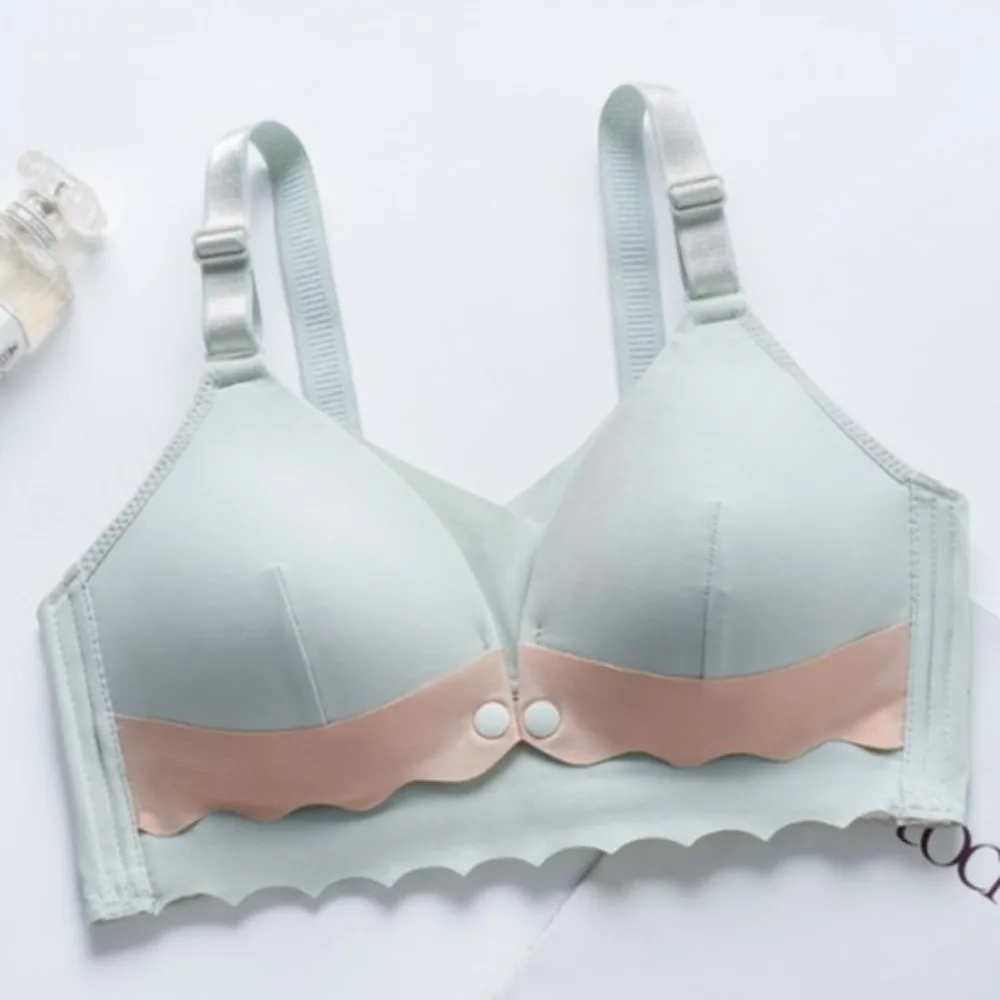 Беспроводной бюстгальтер с глубоким V-образным вырезом и пряжкой спереди, облегающий противоударный нижнее белье пуш-ап, нижнее белье со сборками груди, бюстгальтер с большой чашкой для мам