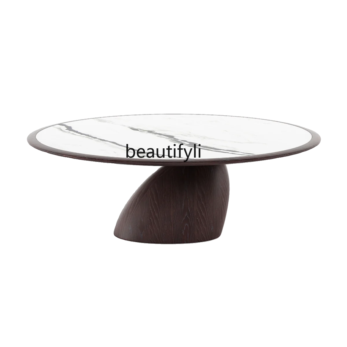 Italian light luxury marble coffee table, Nordic round coffee table solid wood round coffee table 1 meter