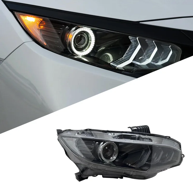 

Suitable For 16-21 Honda 10th Generation Civic Headlight Assembly Modified LED Mustang Daytime Running Light Running Water Turn