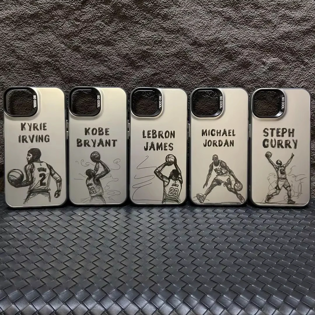 Funda de Teléfono con Diseño de Estrella de Baloncesto para iPhone 17 Air 16 E 15 14 13 12 11 Pro Max Plus Mini SE Hot Mate, Carcasa Trasera Plateada