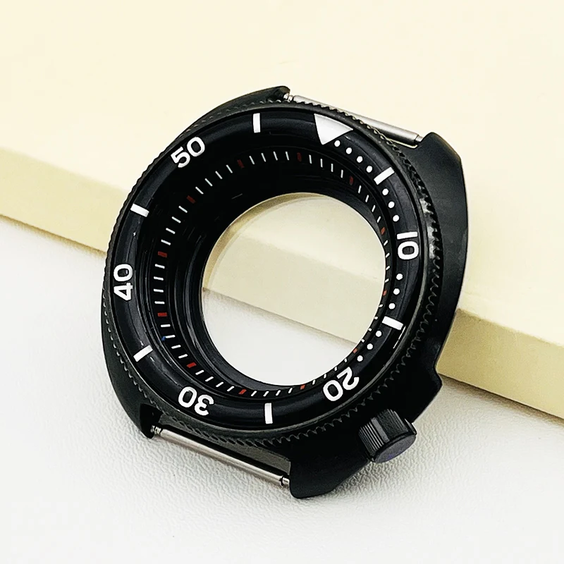 Matte Brushed Black Mod SKX 6105 NH35 Watch Case fit Turtle Abalone Replace Parts NH35 NH36 Movement Transparent back Case