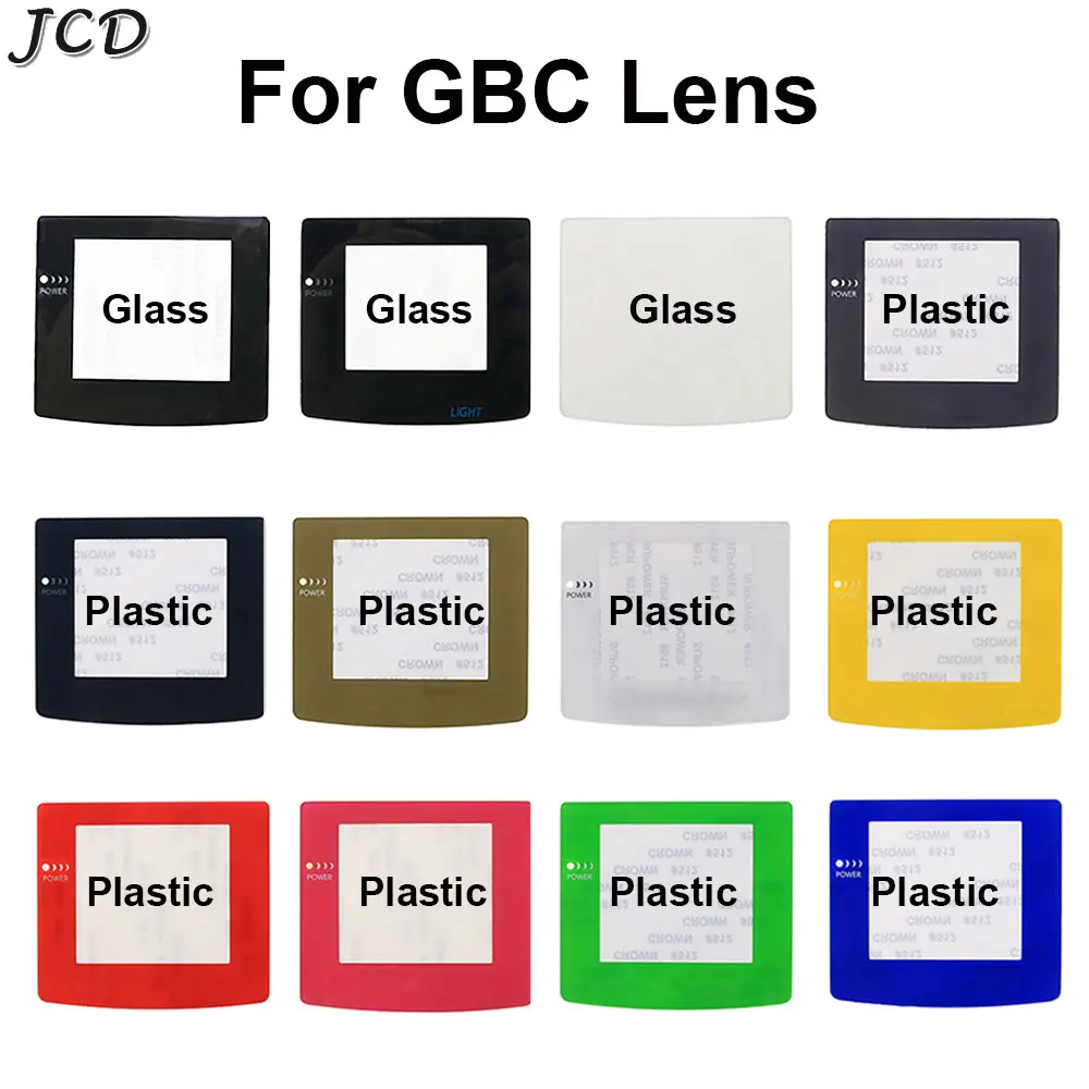 JCD For Gameboy Color Plastic/Glass Screen Lens Replacement For GBC Console Mirror Protector Cover W/ Adhensive