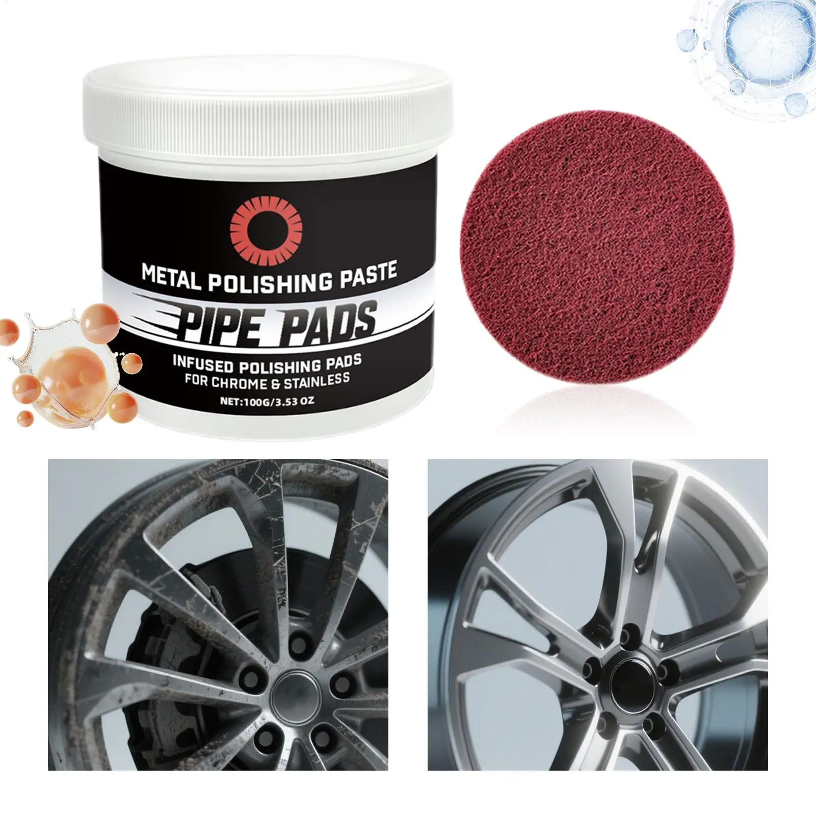 100g Metal Polishing Scratch Cleaner Remover Refurbishing Paste For Removes Oxidation Discoloration Brass Aluminum Pipes Exhaust