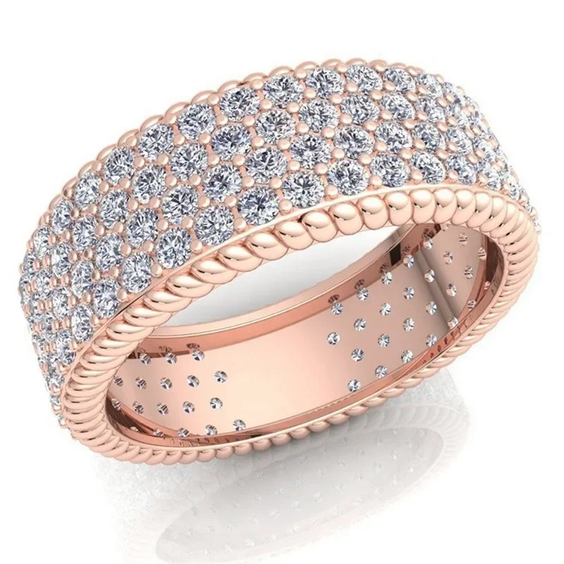 New Unisex Ring Flash Diamond Micro-inset Artificial Zircon Trend Niche Design Sense Creative Everything Party Luxury