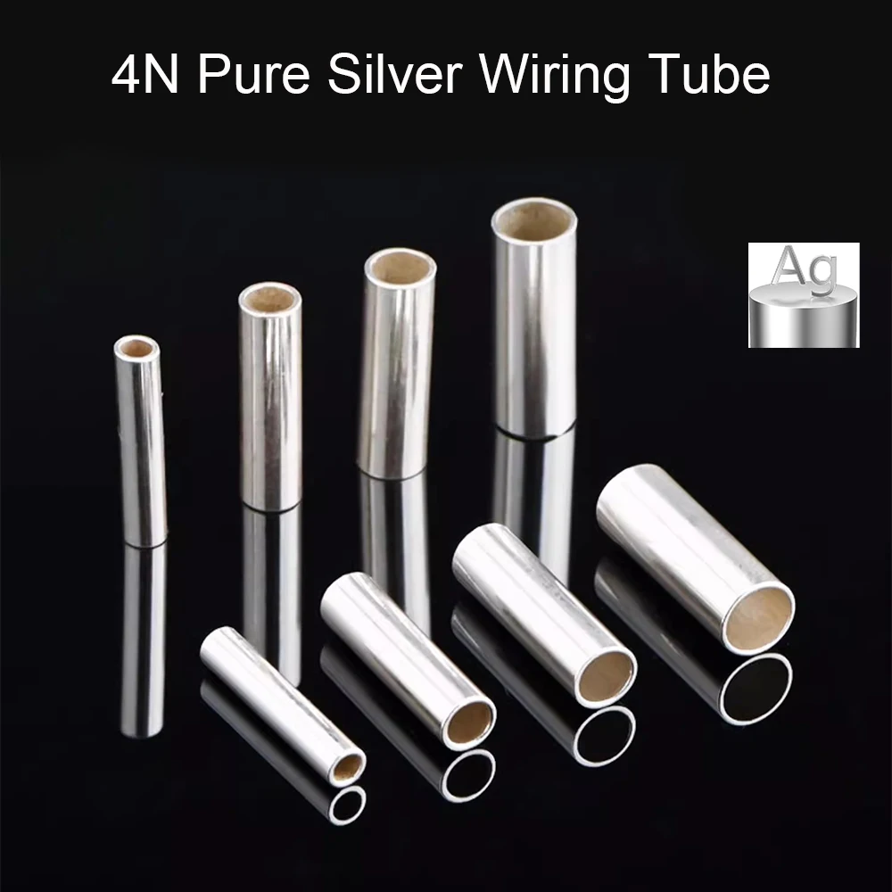 

4pcs Silver Sleeve XSSH HiFi AG 4N Pure Silver Tube Easy Wiring Pipe Crimping Wire Tube For Audio Cable Speaker Wire Power Line