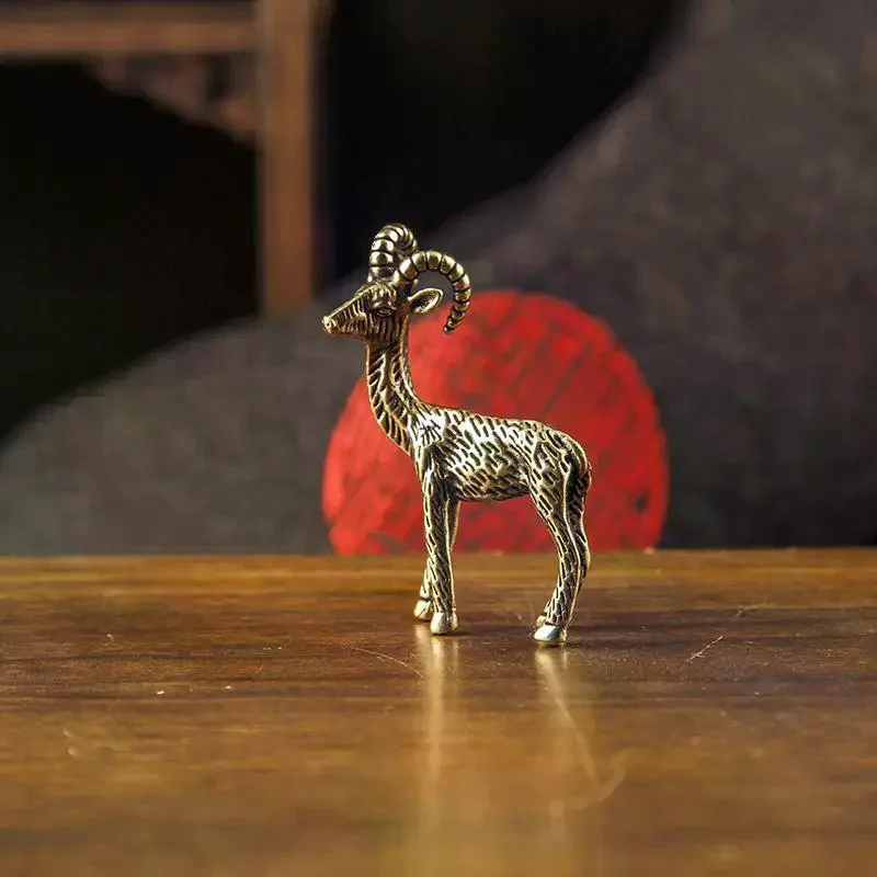 Vintage Brass Goat Figurine With Hand Carved Details Antique Brass Finish Perfect For Home Office Decor Collectible Gift