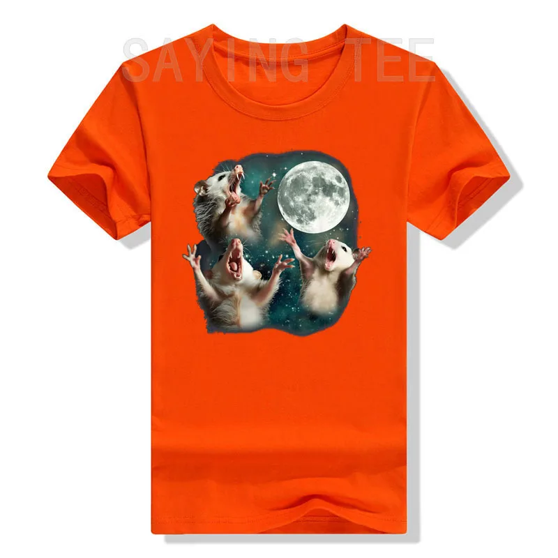 Three Possum Moon | 3 Opossum Funny Weird Cursed Meme T-Shirt Humor Funny Mysterious Mouse Mat Graphic Tee Top Joke Outfit Gifts