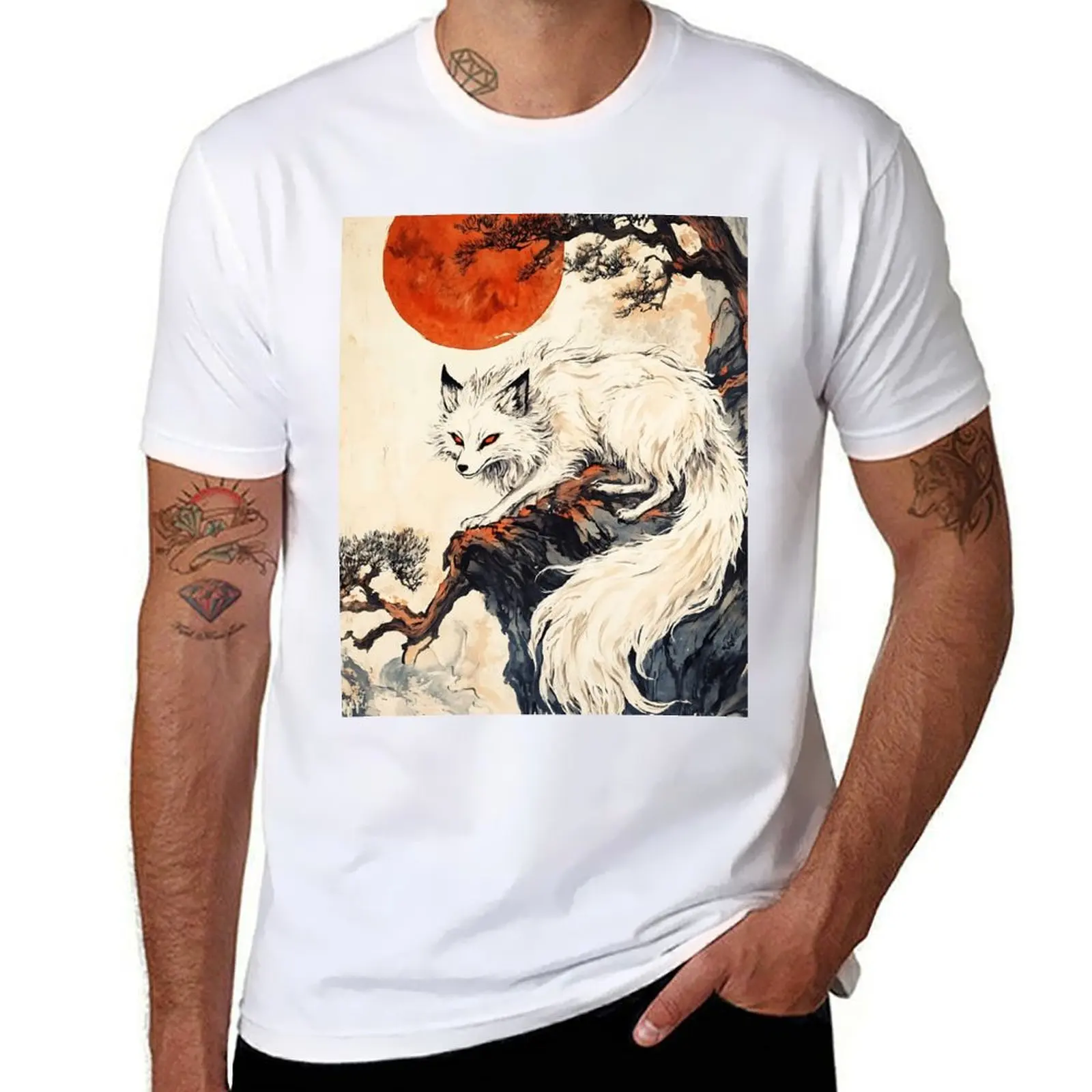 

Japanese Kitsune Fox Spirit Art 05 T-Shirt t shirt man casual t shirt man plain T-Shirt