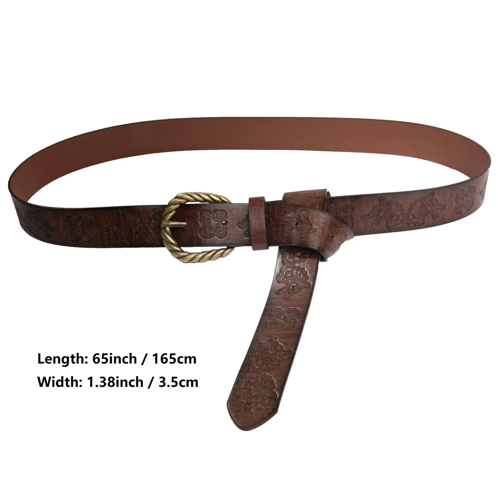 Middeleeuwse zwaardring riem retro kostuum accessoire pantseruitrusting Viking ridder piraat cosplay lederen zwarte lange riem voor mannen