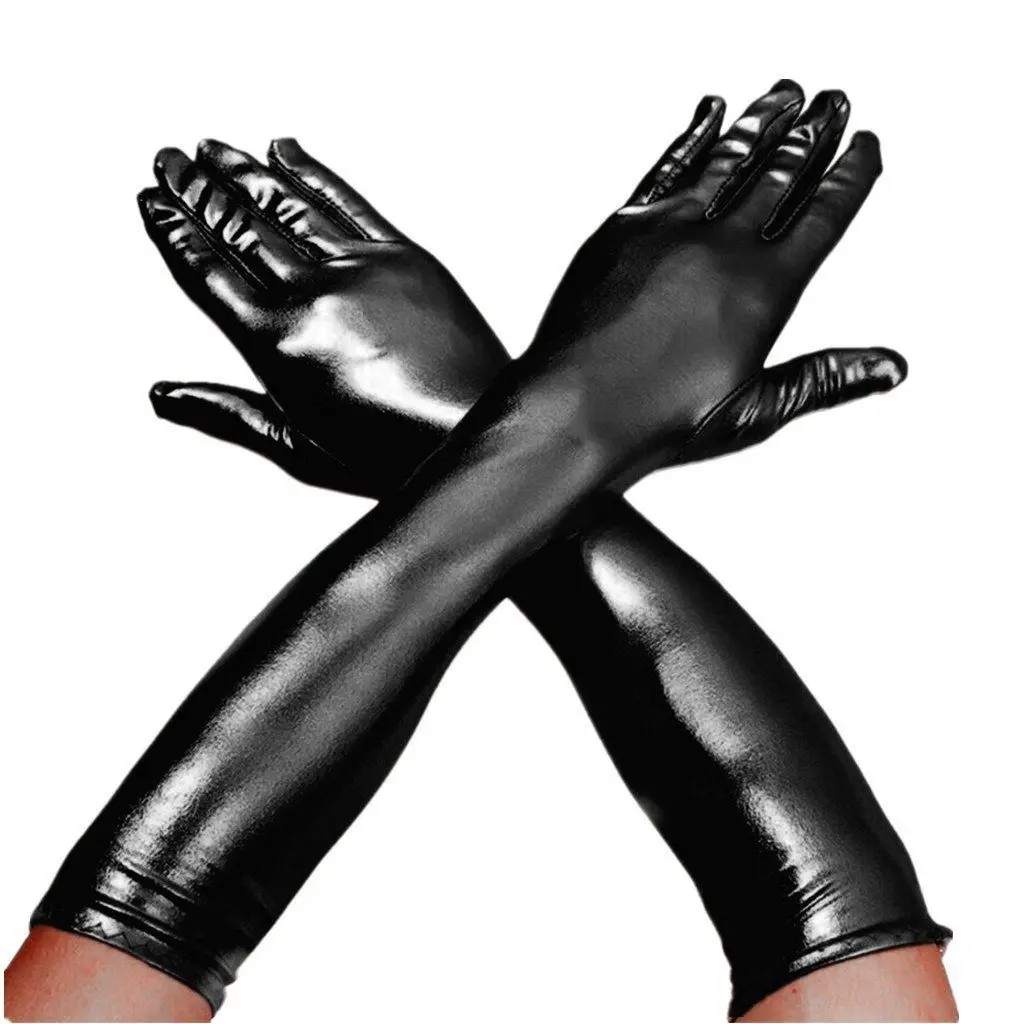 

Sexy Leather 4 Colors Long Gloves for Men & Women Tight Wetlook Sexy Gloves