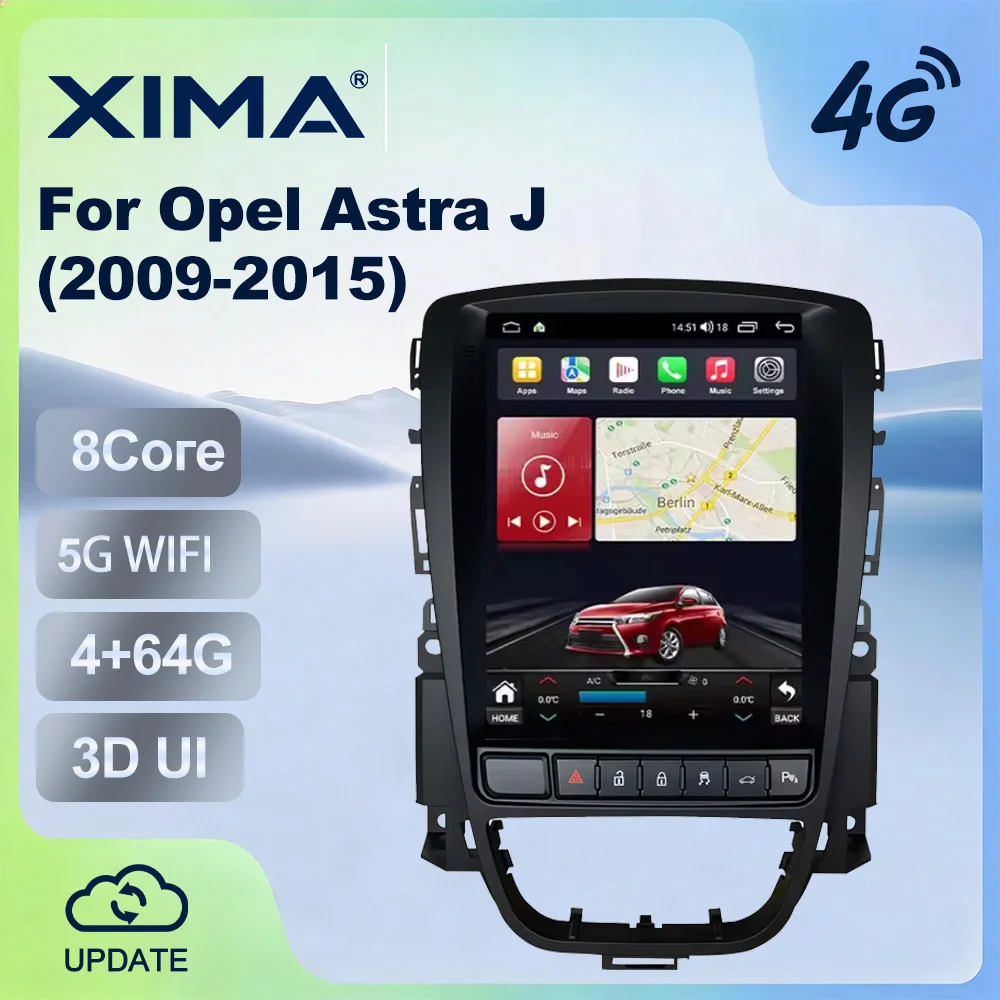 For Opel Astra J 2009-2015 Tesal Car Radio Carplay Android 16 Multimedia Player 9.7 Touch Screen Stereo GPS Head Unit 8Core 4G