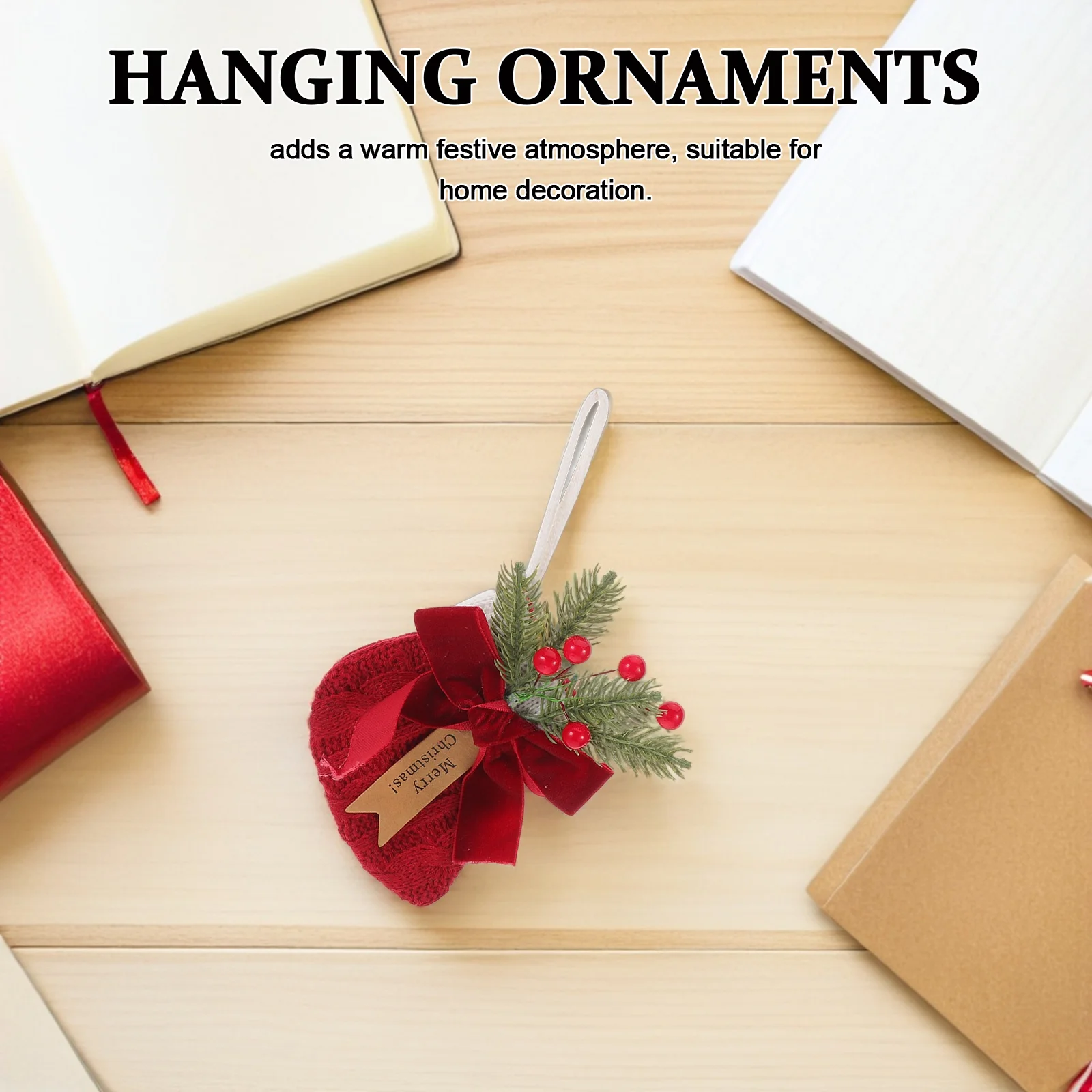 

2Pcs Soft Christmas Stockings Knitted Holiday Ornaments Candy Holders Santa Boots Mantel Hangers Xmas Decor Stocking Ornaments