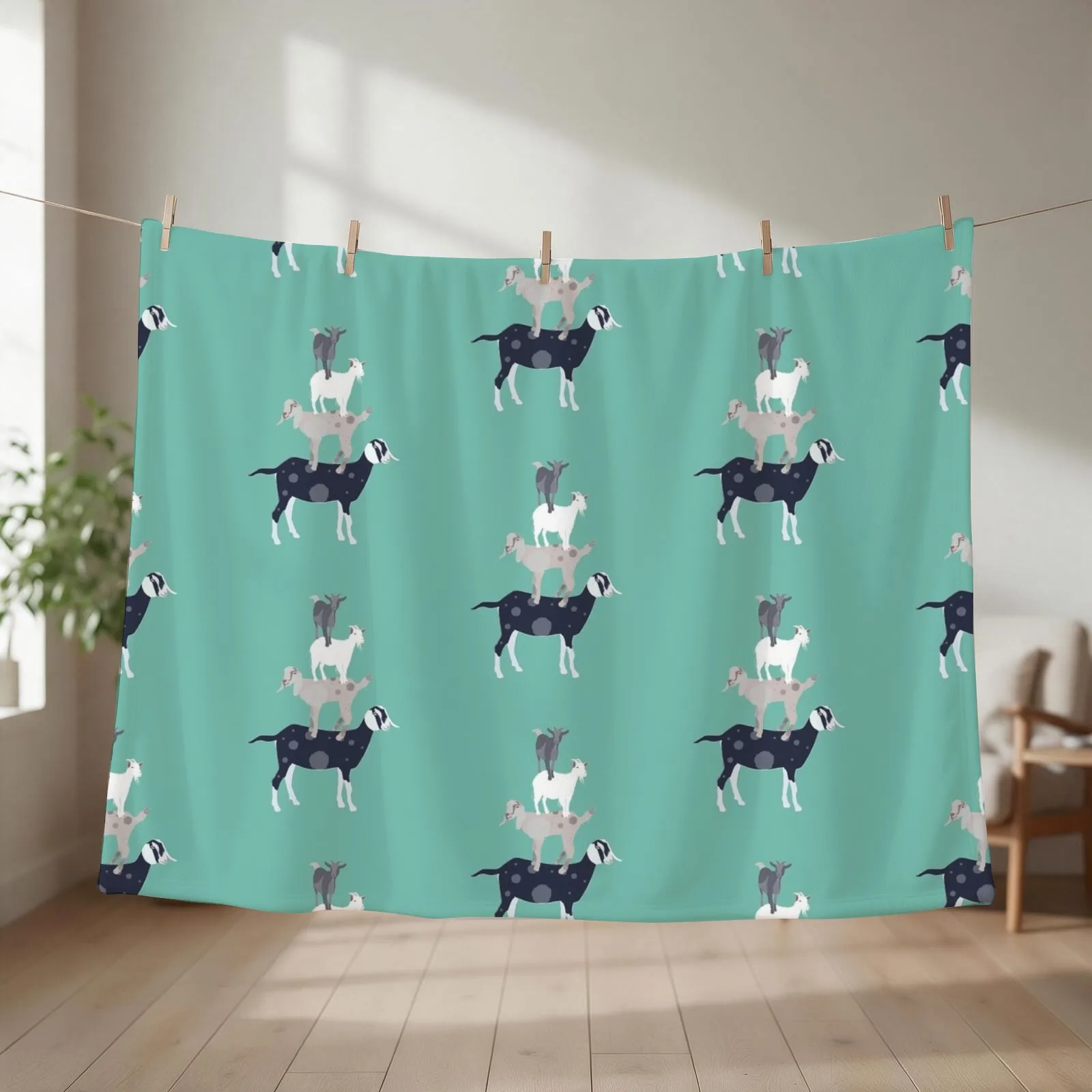 Goat Stack Throw Blanket couch cozy soft plush fuzzy picnic outdoor blanket