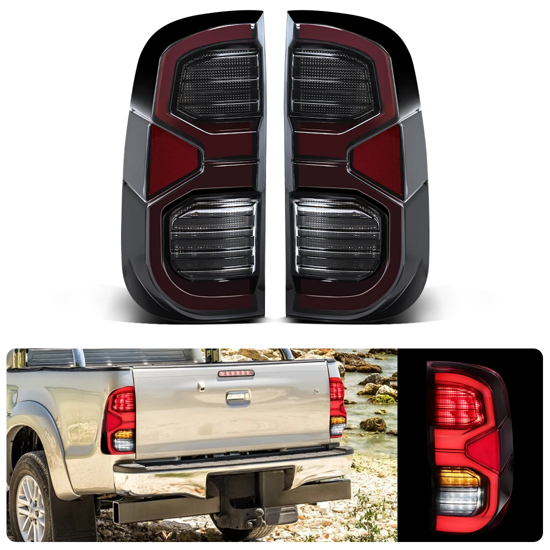 

Светодиодный стоп-сигнал, задний фонарь для Toyota Hilux VIGO 2011 2012 2013 2014 2015, светодиодный указатель поворота, анимация, автомобильные аксессуары