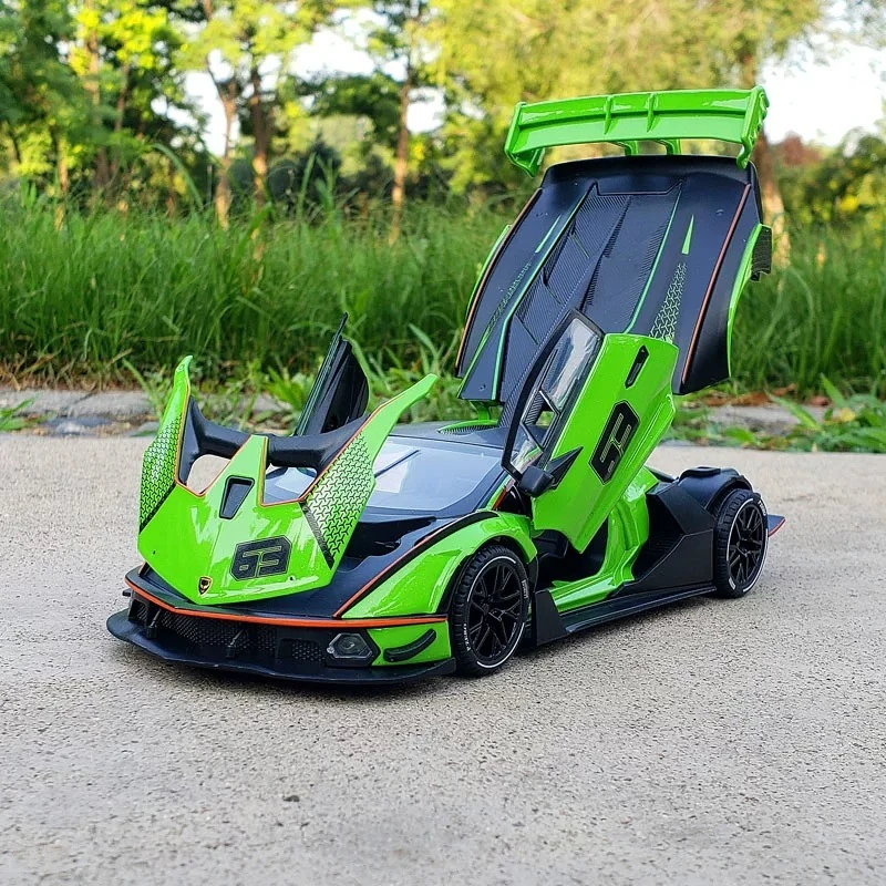 1:32 SCV12 Alloy Sports Cars Diecast Toys Models Sound Light Pull Back Doors Opened Vehices Childs Birthday Gifts