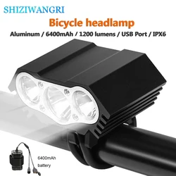 LED Bicycle Light 4 Mode T6/L2 Bike Front Light Strong Cycling Lamp Lantern USB 6400mAh Battery Mtb Waterproof Bike Accessories
