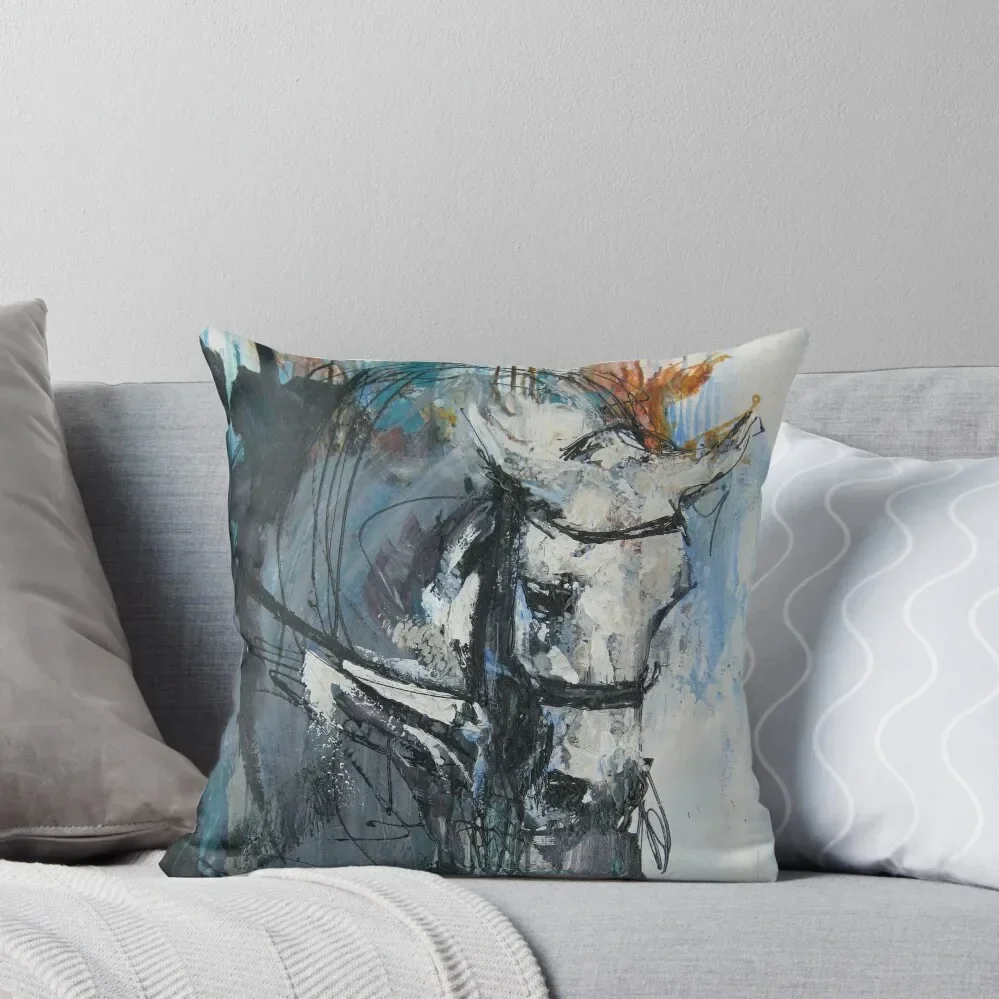 

Dressage No.6 - Grey Stallion in Focus Throw Pillow luxury sofa pillows Decorative Cushion Sofa Cushions Cover Pillow