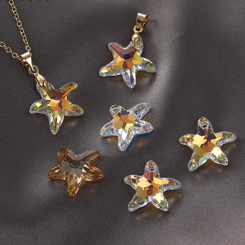 28PCS 14mm Crystal Beads Starfish Shaped AB Color Glass Beads for Jewelry Making Earrings Necklace Jewellery Pendant Accessories