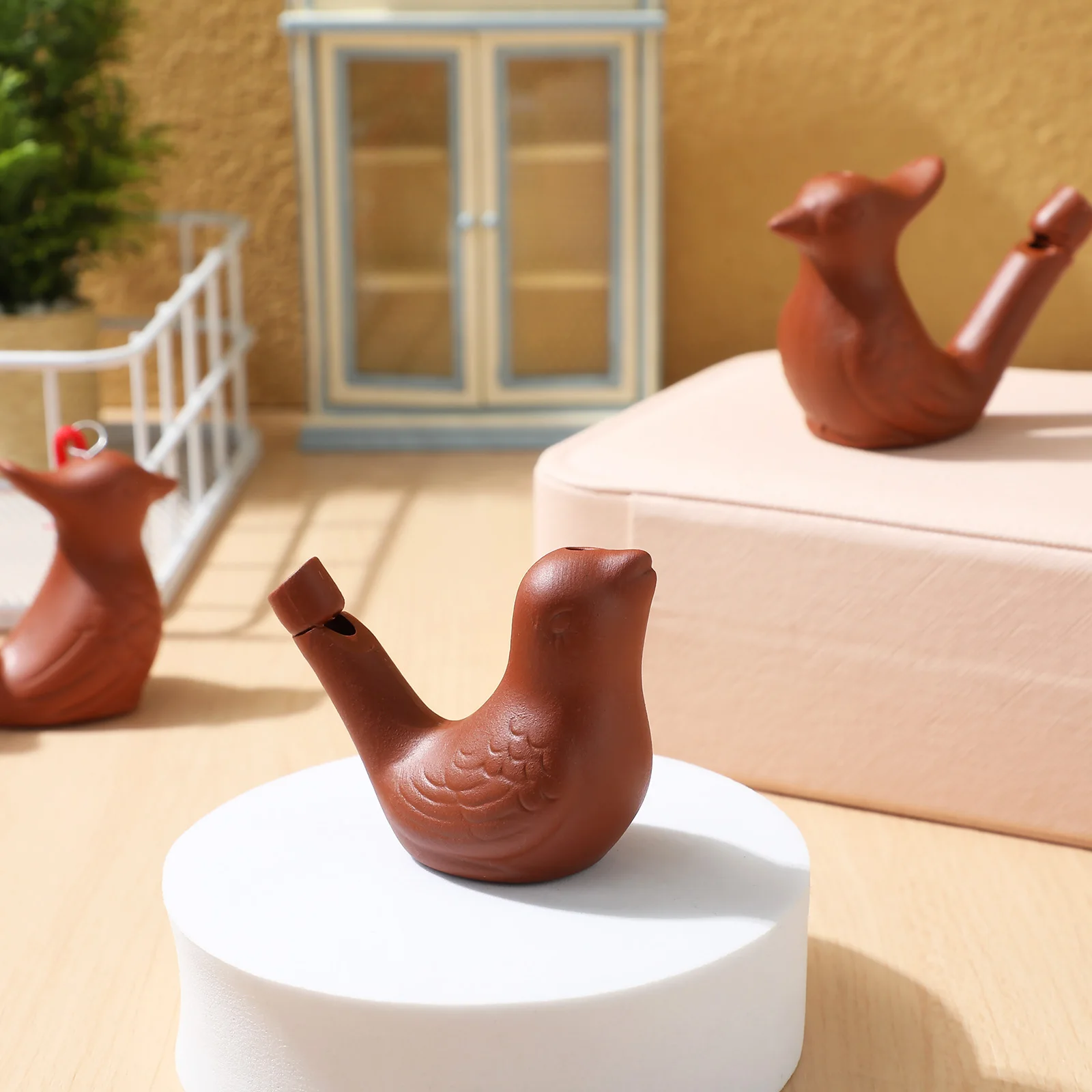 

4 Pcs Bird Whistle Purple Sand Waterfowl Cartoon Striped Bass Pottery Whistles Noise Maker Zisha