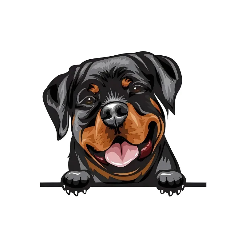 Smile Rottweiler Creative Vinyl Waterproof Decal Stickers For Cars, Laptops, Wall Windows, Bumper 15X13CM PVC KK